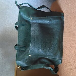Portland Leather Goods Mini Crossbody Tote Dark Green
